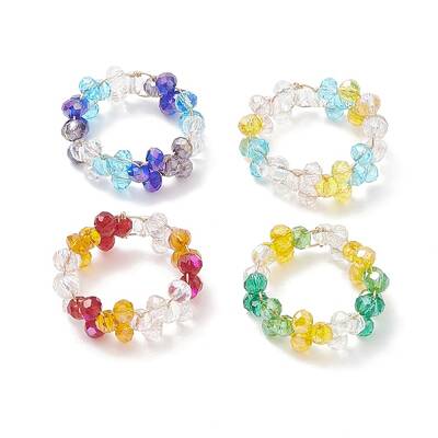 Glass Braided Bead Finger Ring