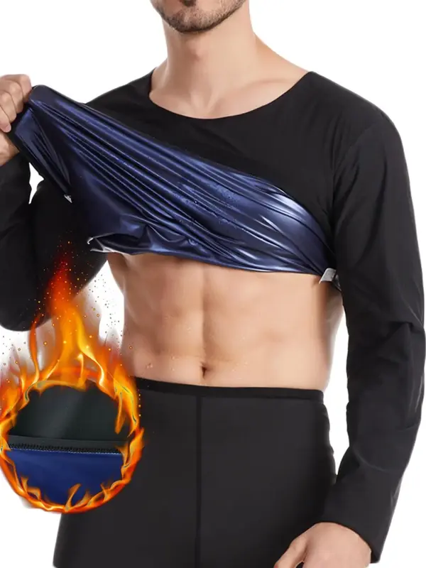 Men's Sauna T-shirts, Long Sleeve Sauna Suit for Men Weight Loss, Slim Sweat Wicking Sauna Shirt for Men, Men's Sportswear, W...