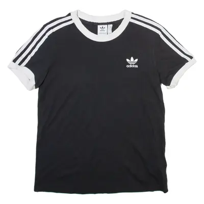 ADIDAS ORIGINALS Womens T-Shirt Black Crew Neck UK 10
