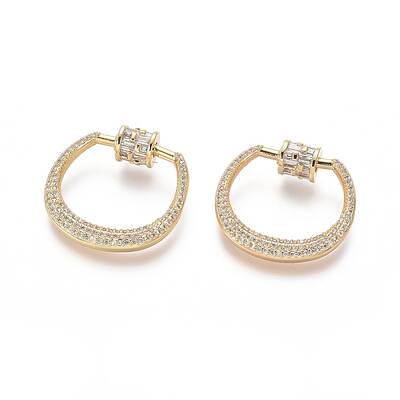 Brass Micro Pave Cubic Zirconia Screw Carabiner Lock Charms