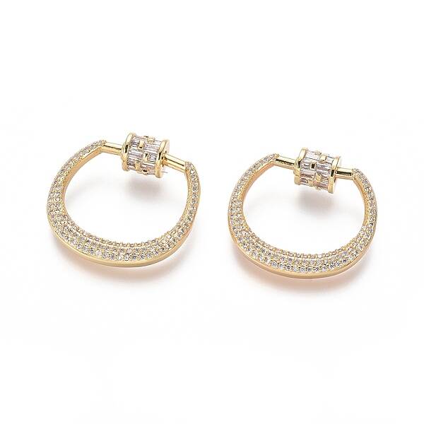 Brass Micro Pave Cubic Zirconia Screw Carabiner Lock Charms