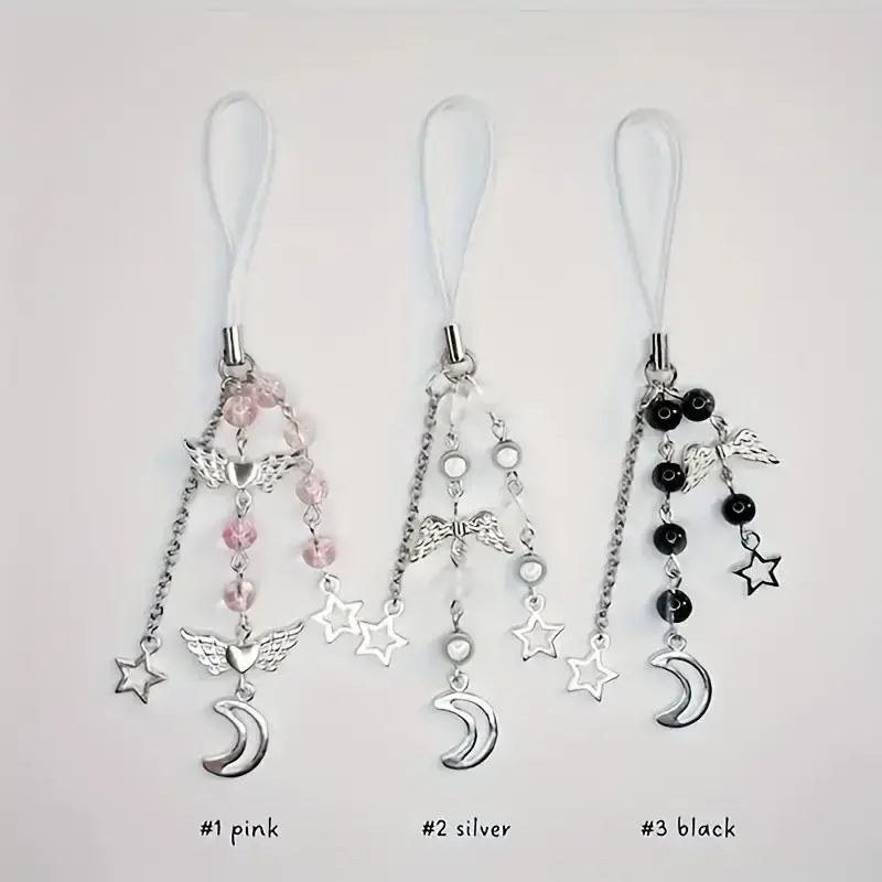 Y2K Sweet Mini Star & Moon Design Phone Charm, Phone Lanyard, Phone Strap, Keychain, Fashion Phone Decoration Accessories for...