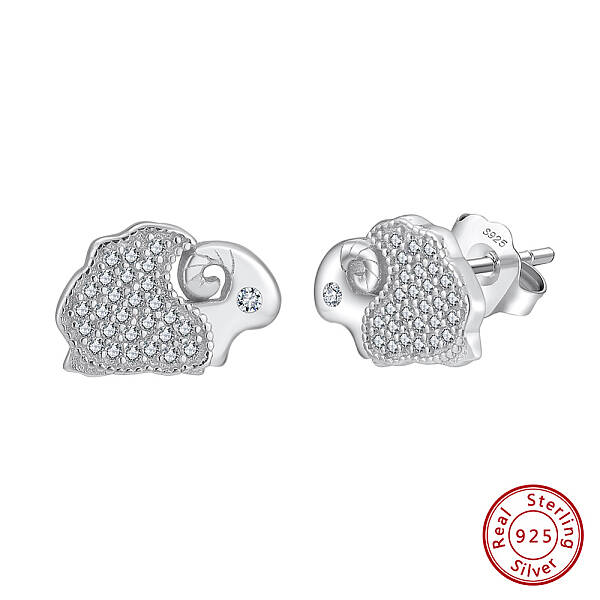 925 Sterling Silver Micro Pave Clear Cubic Zirconia Stud Earrings