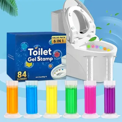 Toilet Cleaning Gel, 6 Counts/box Flower Stamp Toilet Gel, Flower Scented Toilet Deodorant Gel, Bathroom Air Freshener, Home...