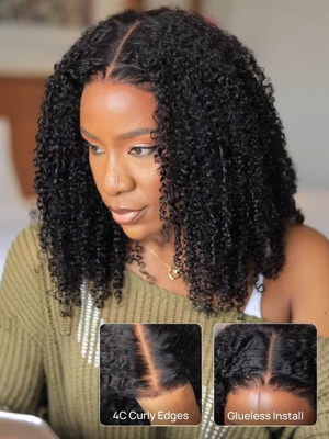 BOGO | Nadula 7x5 Bye Bye Knots Put On and Go Kinky Curly Wig with Curly Edges Wigs