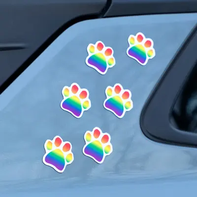 Paw Print Mini Car Magnets Set - Black - Set of 6