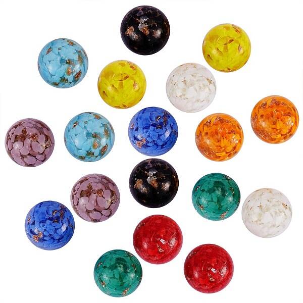 18Pcs 9 Colors Handmade Gold Sand Lampwork Beads