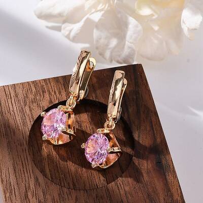 Brass Micro Pave Cubic Zirconia Leverback Earrings