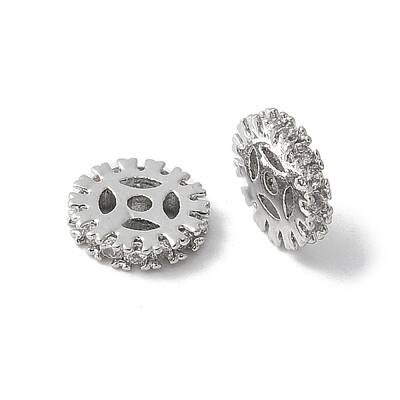 Brass Micro Pave Cubic Zirconia Beads