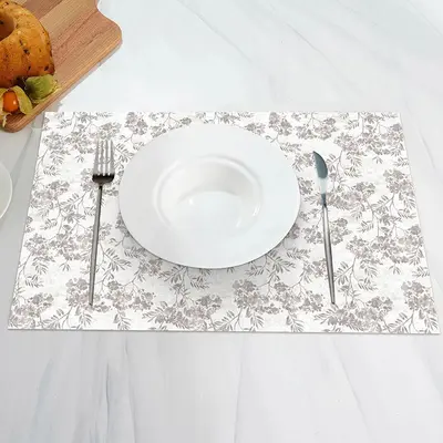 Elegant Floral Leaf Watercolor Set Of 4 Placemats - Aperturee
