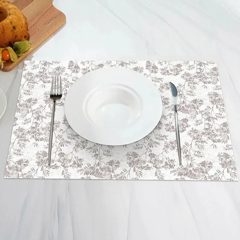 Elegant Floral Leaf Watercolor Set Of 4 Placemats - Aperturee