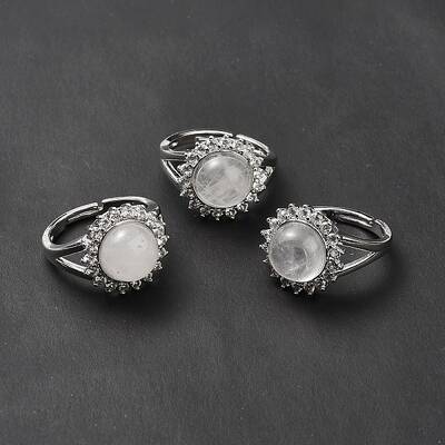 Natural Quartz Crystal Adjustable Rings
