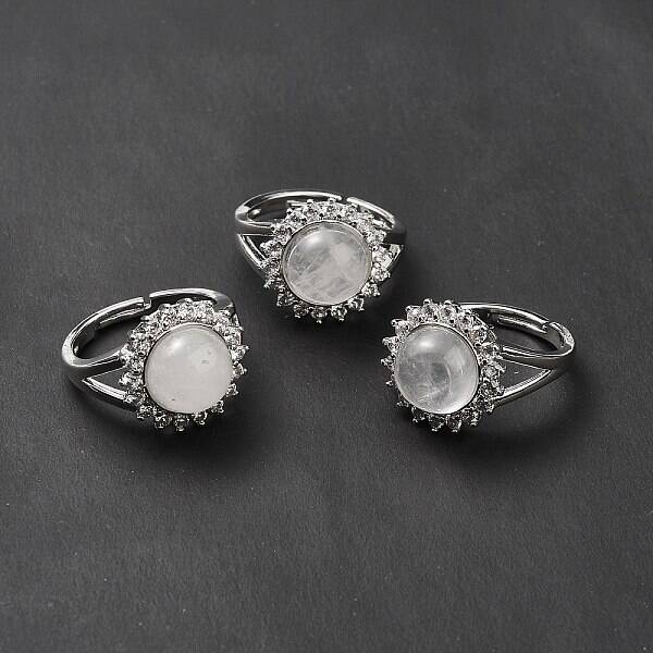 Natural Quartz Crystal Adjustable Rings
