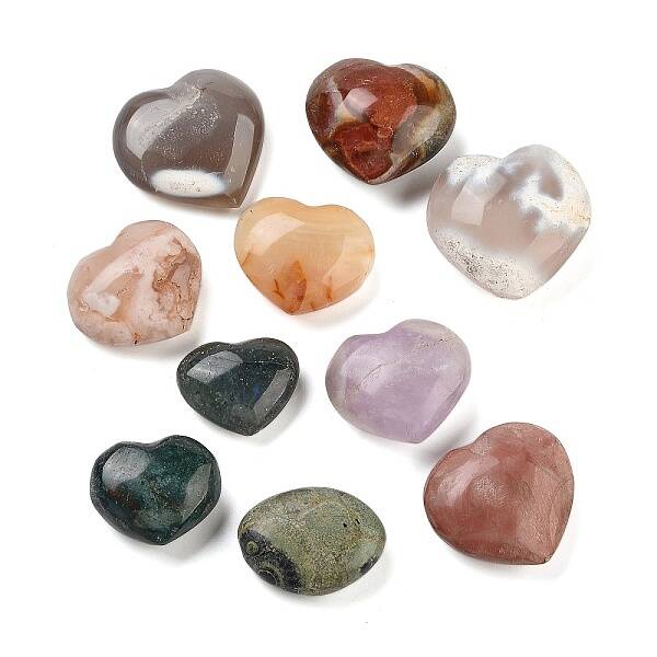 Natural Mixed Stone Heart & Oval Healing Stones