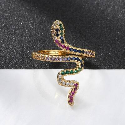 Brass Micro Pave Cubic Zirconia Cuff Rings