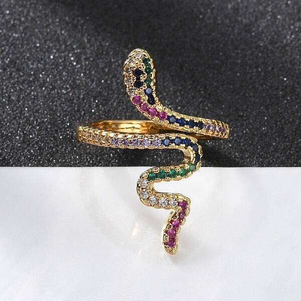 Brass Micro Pave Cubic Zirconia Cuff Rings