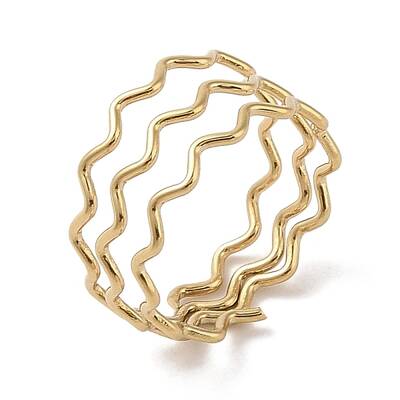 Ion Plating(IP) 304 Stainless Steel Wave Finger Rings for Women