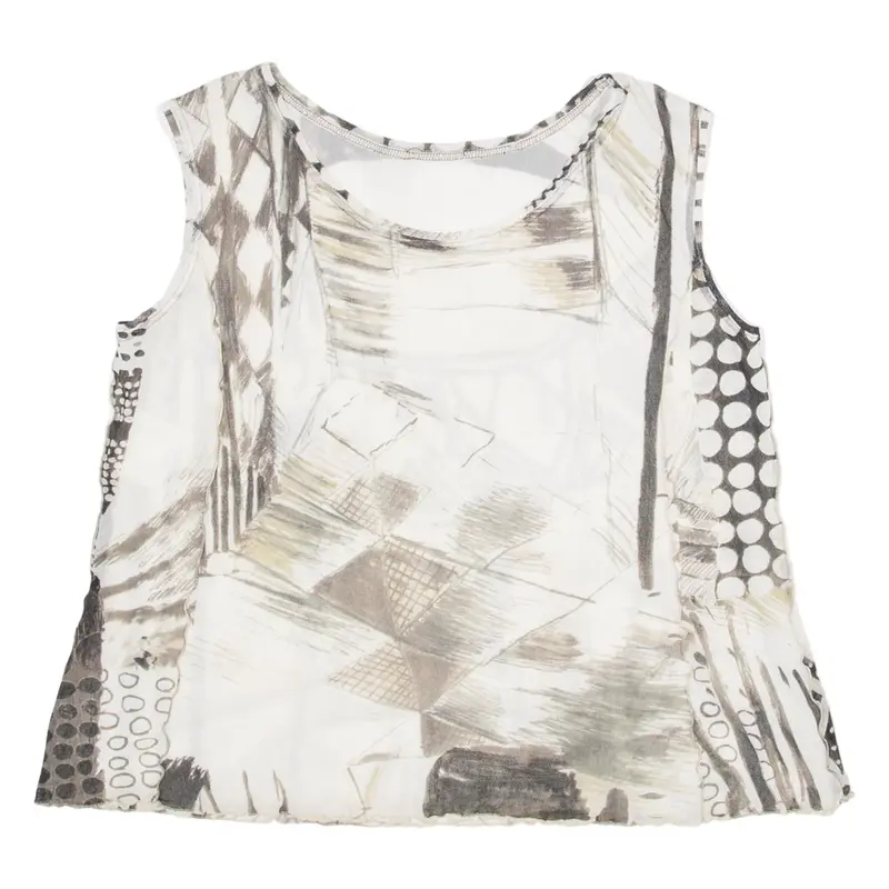 Womens Vests Top Brown Sleeveless Crazy Pattern S