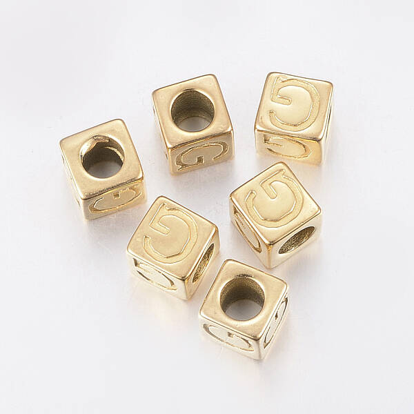 304 Stainless Steel Large Hole Letter European Beads