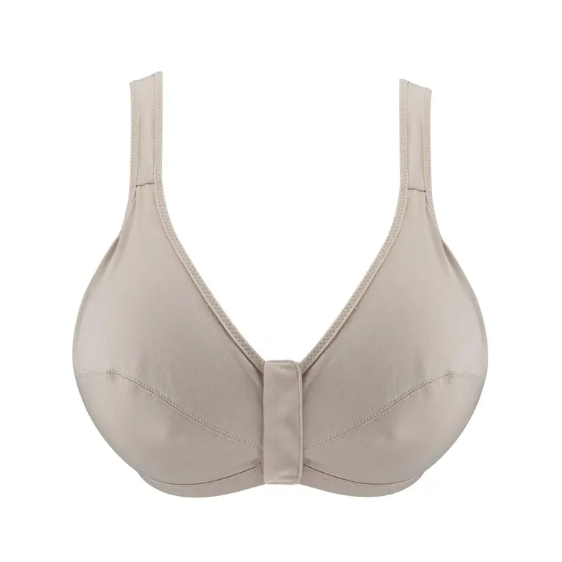 Ivory - Full Cup Front Closure Silk & Organic Cotton Wireless Bra | Size: 40B | Color: Ivory