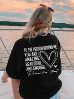 [Sale Up To 45%] Inspirational Reminder Tee – “You Are Enough” Heart Quote on Pastel Blue, Uplifting & Thoughtful Gift ...