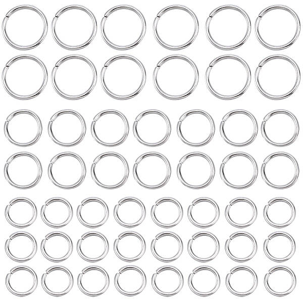 1200Pcs 3 Styles 304 Stainless Steel Open Jump Rings