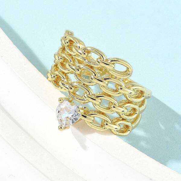 Brass Micro Pave Cubic Zirconia Cuff Rings
