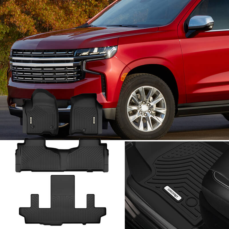 OEDRO® Floor Mats 3 Row Liner Set for 2021-2025 Chevy Suburban/GMC Yukon XL with 2nd Row Bucket Seats