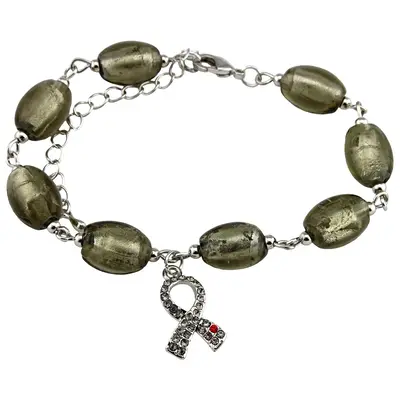 Murano Glass Diabetes Ribbon Bracelet - Set of 2