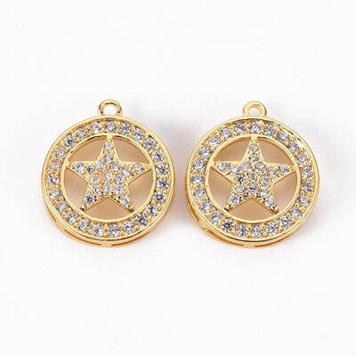 Brass Micro Pave Clear Cubic Zirconia Pendants