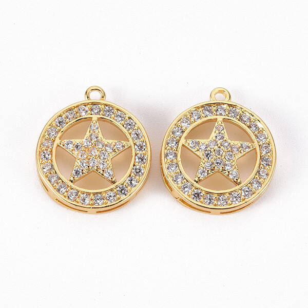 Brass Micro Pave Clear Cubic Zirconia Pendants