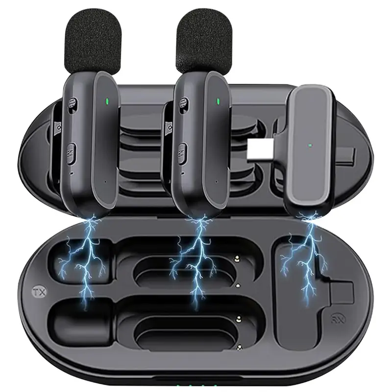 Wireless Lapel Audio Microphone with Charging Case, 1 Count Professional Podcast Lavalier Microphones, Durable & Chargeab...