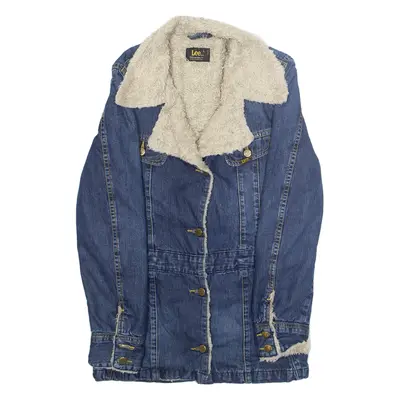 LEE Womens Sherpa Lined Denim Jacket Blue L
