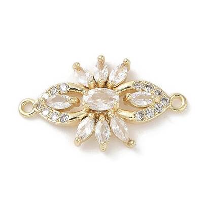 Brass Pave Clear Cubic Zirconia Connector Charms