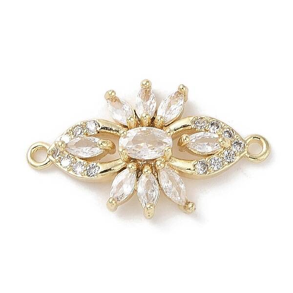 Brass Pave Clear Cubic Zirconia Connector Charms