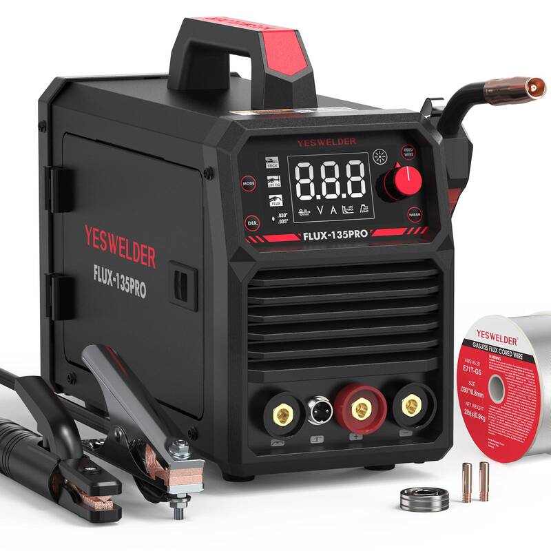 YESWELDER FLUX-135PRO 135Amp 110V Flux Core MIG Welder, Gasless MIG/Lift TIG/Stick 3-in-1 Welding Machine, Digital Displ