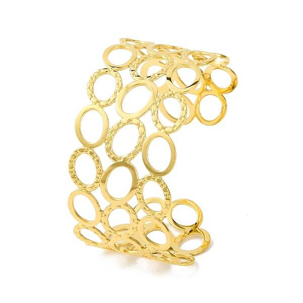 Ion Plating(IP) Oval 304 Stainless Steel Cuff Bangles for Women