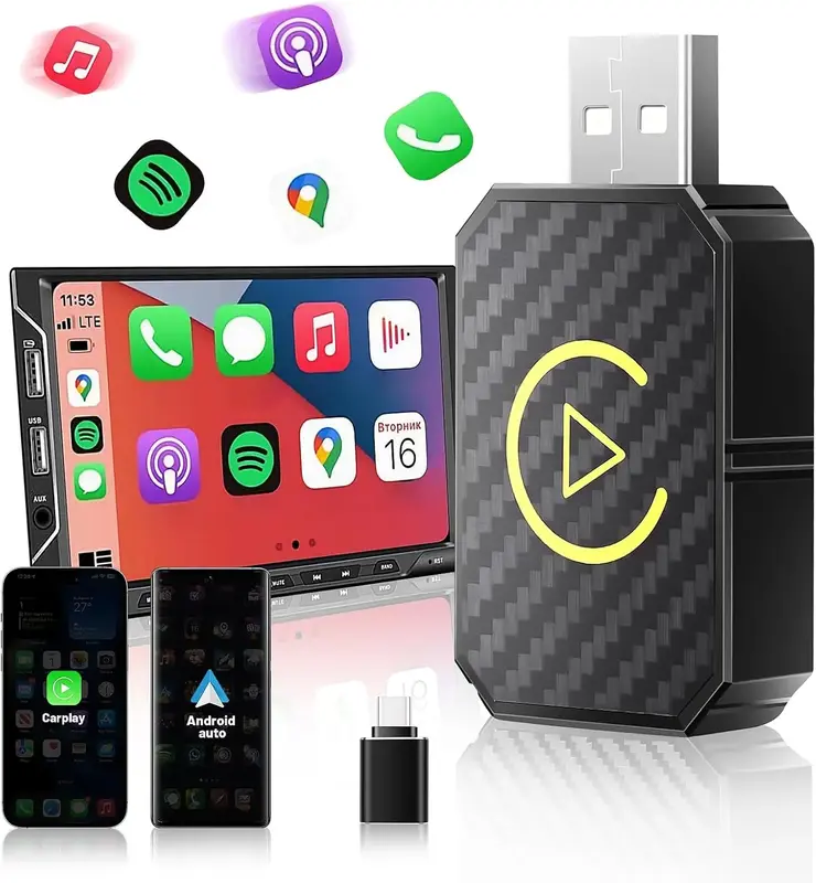 Wireless Carplay Adapter Small Car Play Dongle Mini CarPlay Wireless Adapter for Apple for iPhone iOS 11+ for OEM Wired Car M...