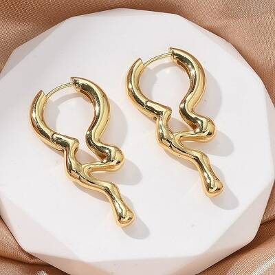 Rack Plating Brass Melting Drop Hoop Earrings for Women