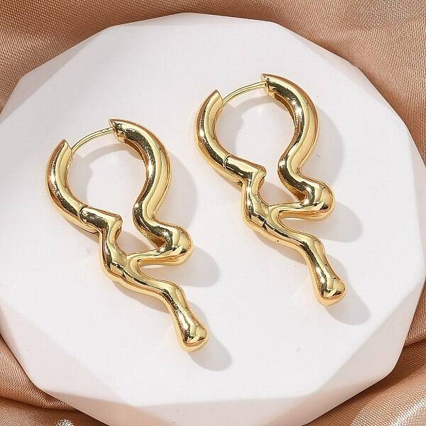 Rack Plating Brass Melting Drop Hoop Earrings for Women