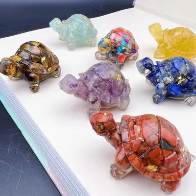 Resin Turtle Shaped Ornament, 1 Count Creative Turtle Figurine, Desktop Decoration for Home Office, Gift for Friends