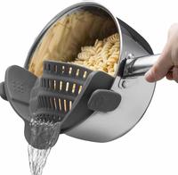 Silicone Clip-On Colander eat Resistant Drainer for Vegetables and Pasta Noodles
