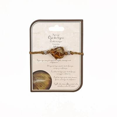 Natural Tiger Eye Macrame Pouch Braided Bead Bracelet