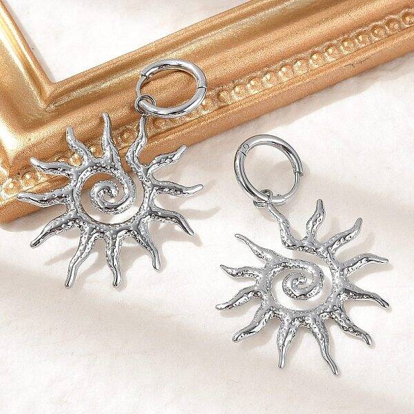 304 Stainless Steel Sun Hoop Earrings