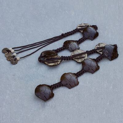 NOVICA Elephant March Coconut Shell Belt