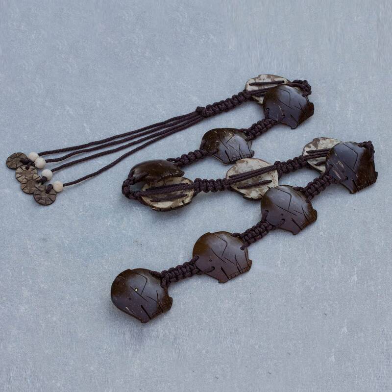 NOVICA Elephant March Coconut Shell Belt