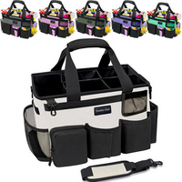 Multiple colors wear-resistant cleaning bags for cleaning cars cleaning tools storage bag with 5 foldable dividers storage ba...