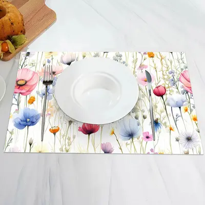 Colorful Floral Spring Vintage Set Of 4 Placemats - Aperturee