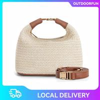 Women's Fashionable Colorblock Straw Bag, CasualVersatile Purse Shoulder Bag for Daily Used, TrendyAll-match Commuter Bag