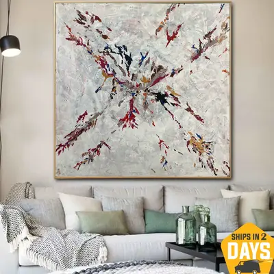 Large Abstract Beige Paintings On Canvas Minimalist Artwork Textured Oil Painting Wall Decor | FELICITY 50"x50"